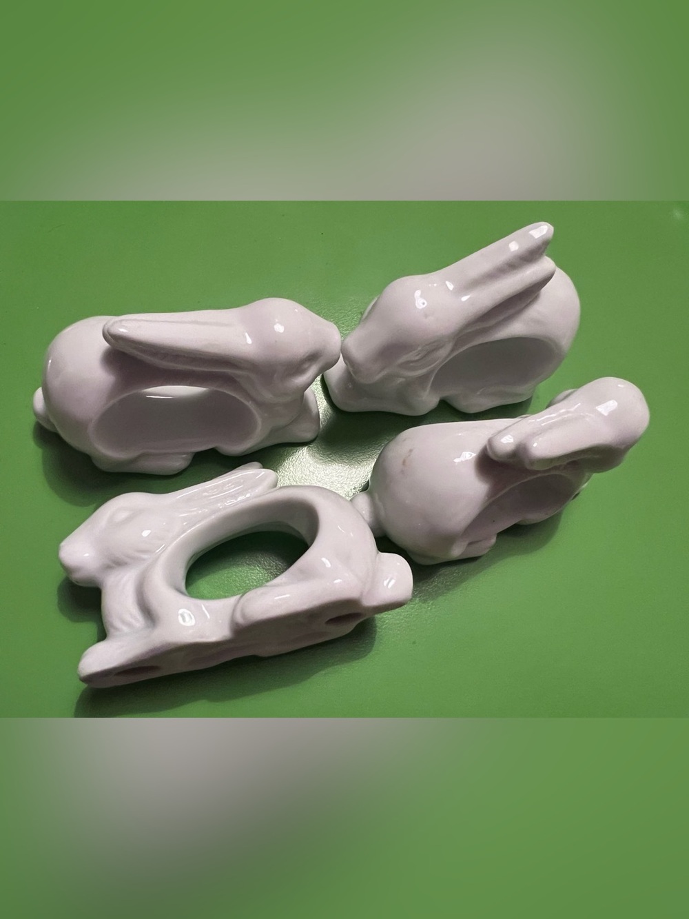 JAPAN Napkin Ring SET 4 Vintage bunny rabbit porcelain ceramic tableware Easter